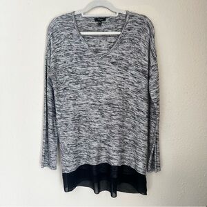 Gray and Black V-Neck Sweater